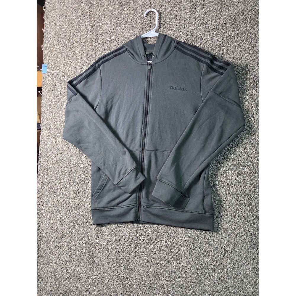 Adidas Full Zip Hoodie Mens Medium Green Good 3-Stripe Logo